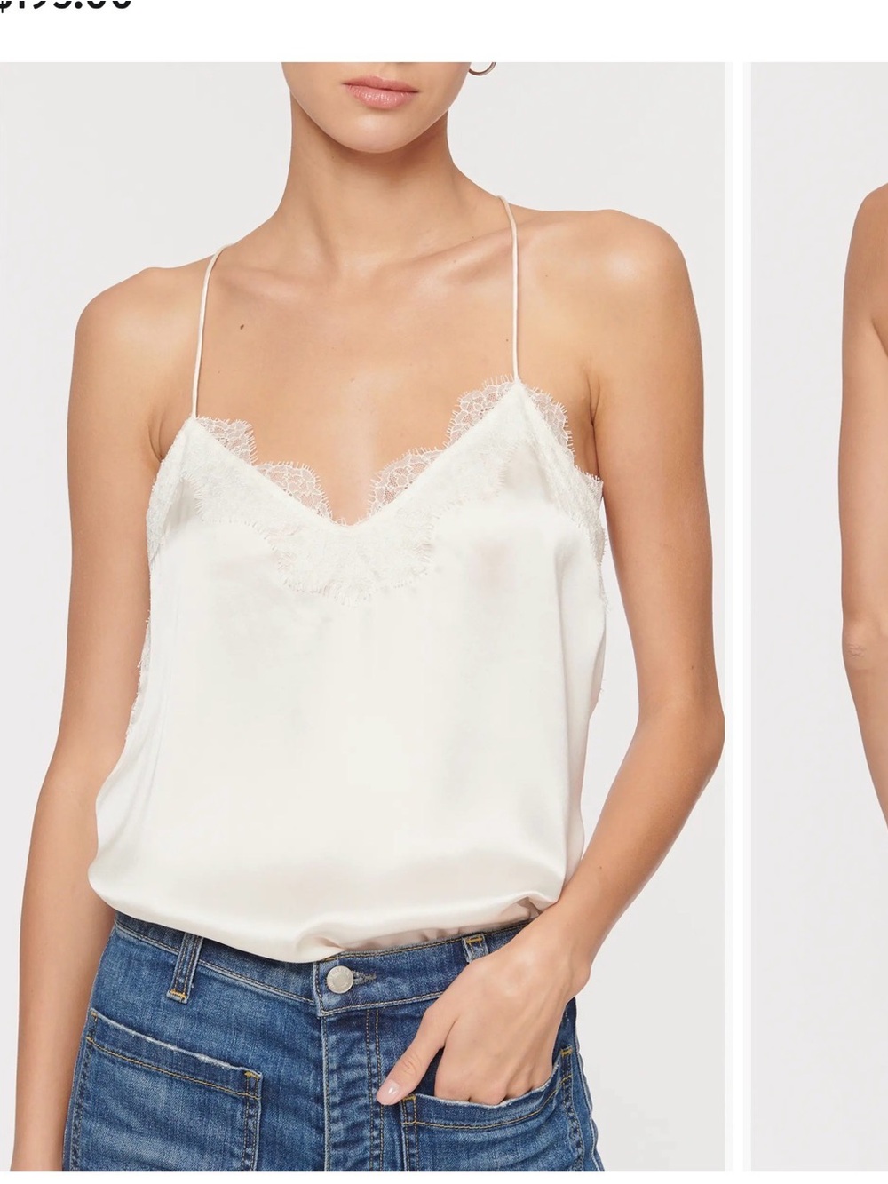 Cami NYC White Lace-Trim Silk Cami